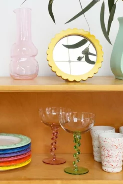 &klevering Set Of 2 Green Spiral Coupe Glasses