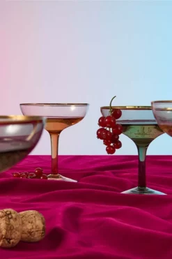 &klevering Set Of 2 Pink Champagne Coupes