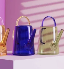 &klevering Glass Watering Can Blue And Yellow