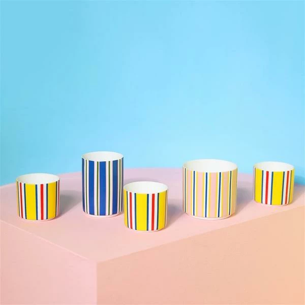 &klevering Tealight Holder Summer Stripes Blue 3 &klevering Tealight Holder Summer Stripes Blue