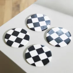 &klevering Check Coasters in Black (Set of 4)