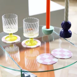 &klevering Set Of 4 Pink Check Coasters