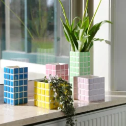 &klevering Ceramic Plant Pot Tile Yellow 14cm