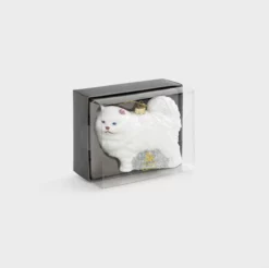 &klevering Glass Christmas Ornaments - White Cat