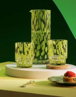 &klevering Set Of Four Green Tortoise Glass Tumblers