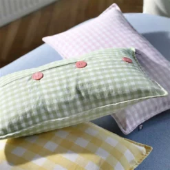 &klevering Yellow Gingham Cushion
