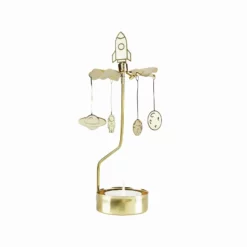 &klevering Gold Rocket Carousel and Sail Candle Holder