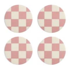 &klevering Set Of 4 Pink Check Coasters