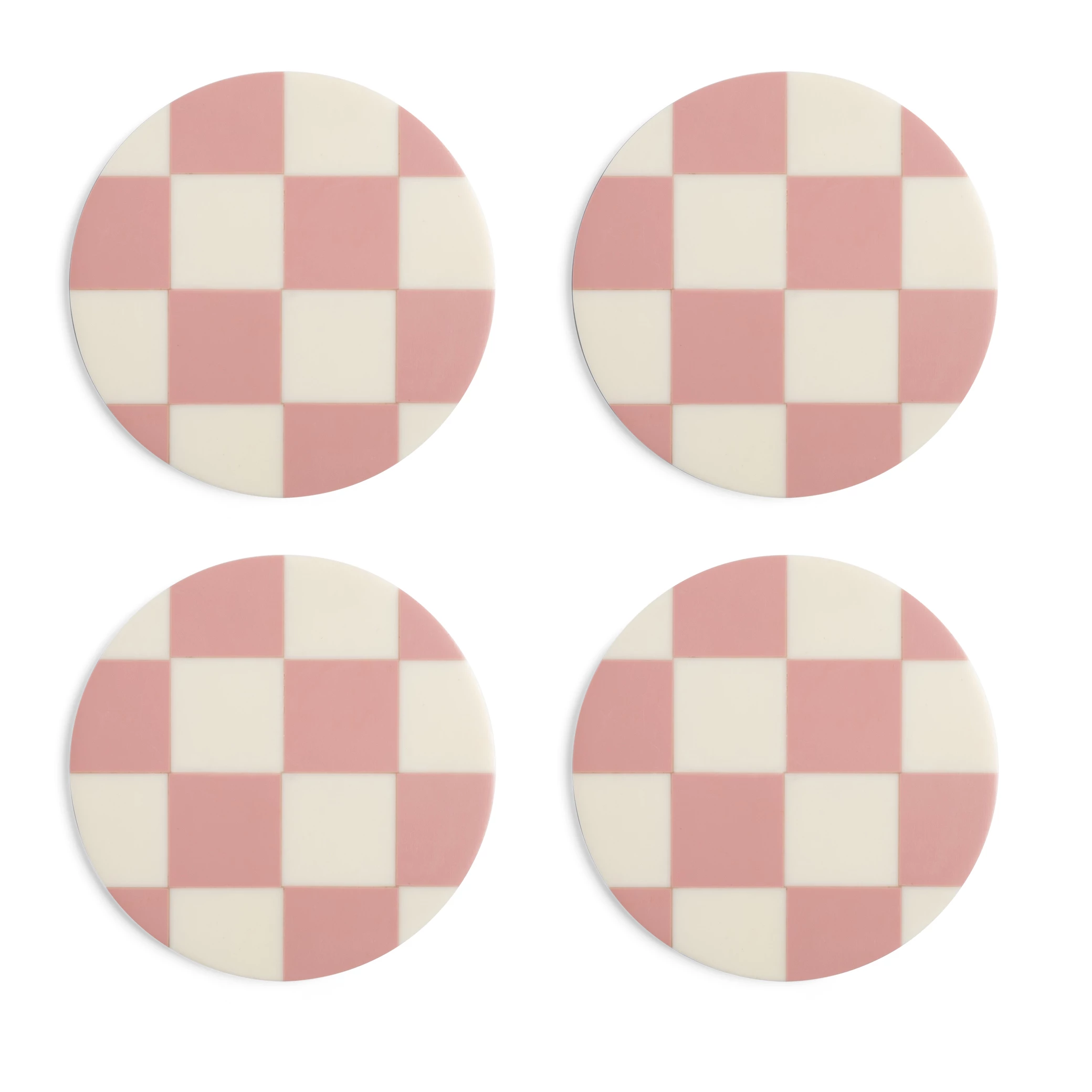 &klevering Set Of 4 Pink Check Coasters 3 &klevering Set Of 4 Pink Check Coasters