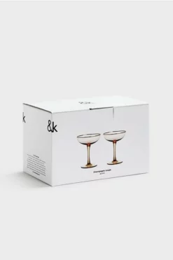 &klevering Set Of 2 Pink Champagne Coupes