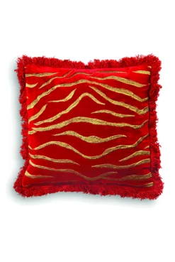 &klevering Square Tiger Cushion - Red