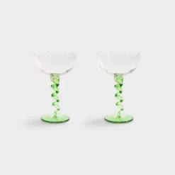 &klevering Set of 2 Green Spiral Coupes