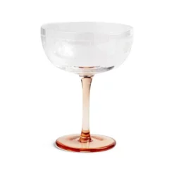 &klevering Pink Steamed Champagne Coupe with Floral Etch