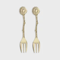 &klevering Set of 2 Gold Daisy Forks