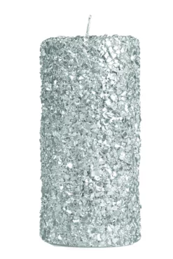 &klevering Large Glitter Pillar Candle Silver