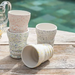 &klevering Set of 4 Splash Designed Dolomite Tumblers