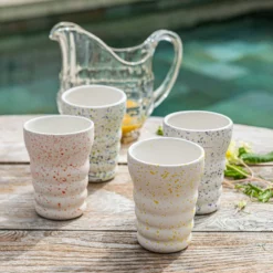 &klevering Set of 4 Splash Designed Dolomite Tumblers
