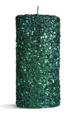 &klevering Large Glitter Pillar Candle Green