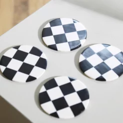&klevering Set Of 4 Black Check Coasters