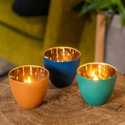 &klevering Porcelain Gold Lined Votive Candle Holder 8 &klevering Porcelain Gold Lined Votive Candle Holder