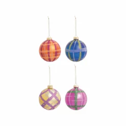 &klevering Set of 4 Checked Glass Baubles
