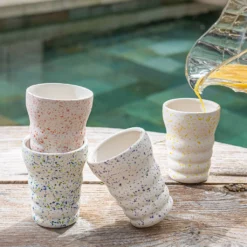 &klevering Set of 4 Splash Designed Dolomite Tumblers