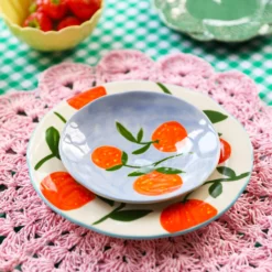 &klevering Set of 4 Large Orange Twig Plate