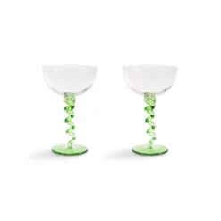 &klevering Spiral Green Cocktail Glass - Set of 2
