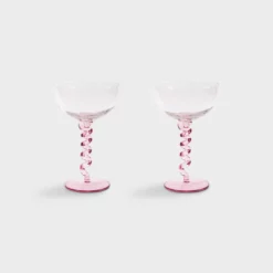 &klevering Spiral Pink Cocktail Glass - Set of 2