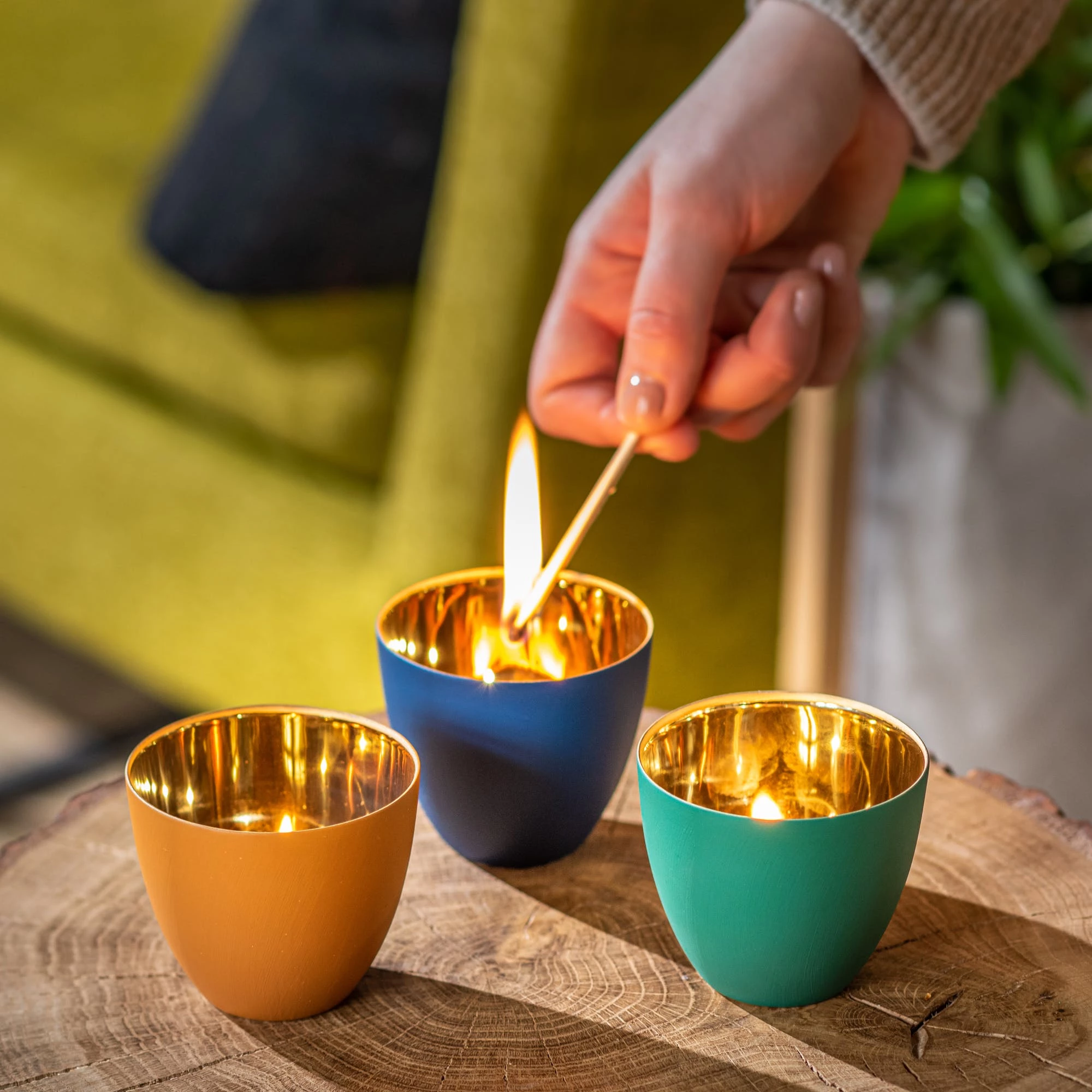 &klevering Porcelain Gold Lined Votive Candle Holder 4 &klevering Porcelain Gold Lined Votive Candle Holder