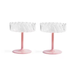 &klevering Set of 2 Glasses Coupe Twirl Pink