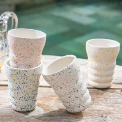 &klevering Set of 4 Splash Designed Dolomite Tumblers
