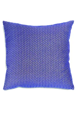 &klevering Square Herringbone Cushion - Blue