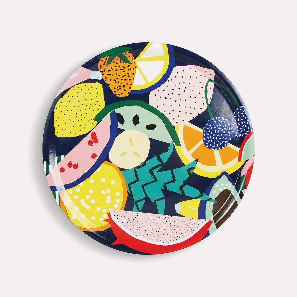 &klevering Black Fruit Bamboo Wood Round Tray 3 &klevering Black Fruit Bamboo Wood Round Tray