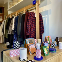 &klevering Check Rectangle Candle in Pink