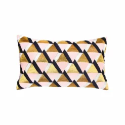 &klevering Gold Blue Pink Cushion Palm tree 30 x 50cm