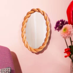 &klevering Braid Oval Wall Mirror Pink