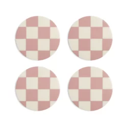 &klevering Check Coasters in Pink (Set of 4)