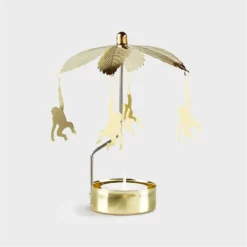 &klevering Small Gold Monkey Go Round Candle Holder
