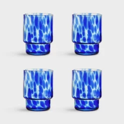 &klevering Glass Tortoise Blue Set of 4