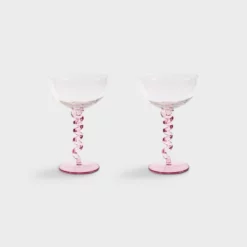 &klevering Set of 2 Pink Spiral Coupes