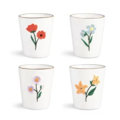 &klevering Set of 4 Hand Painted Dolomite Flower Tumblers