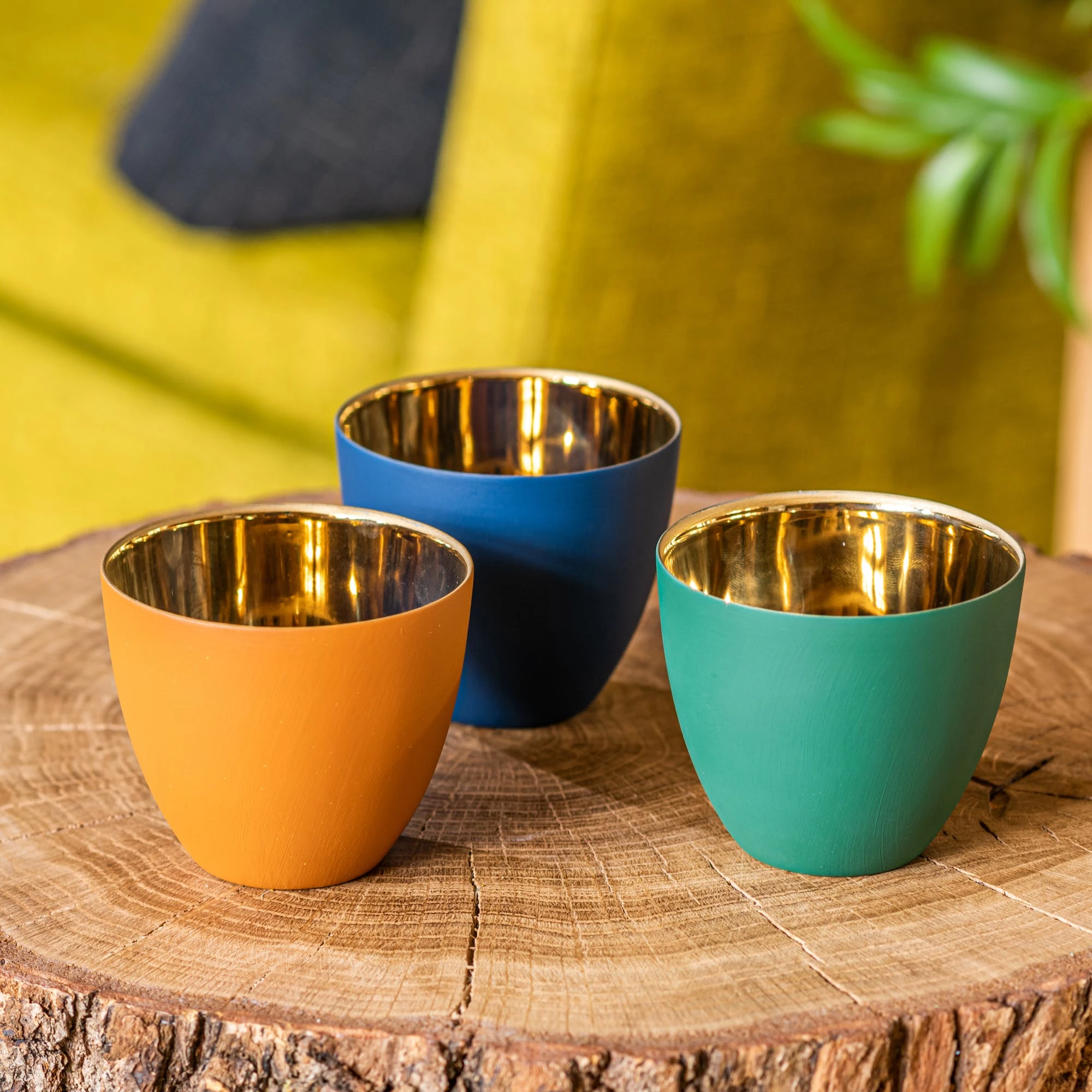 &klevering Porcelain Gold Lined Votive Candle Holder 3 &klevering Porcelain Gold Lined Votive Candle Holder