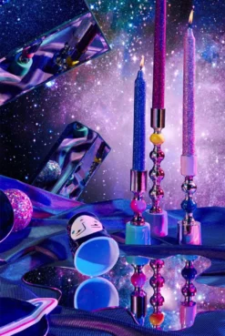 &klevering Two Glitter Candles Violet