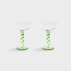 &klevering Spiral Green Cocktail Glass - Set of 2