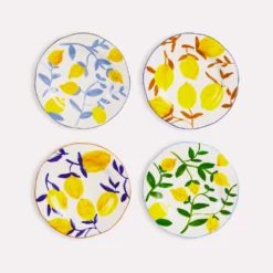 &klevering Set of 4 Large Lemon Twig Plate