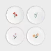 &klevering Hand Painted Set Of Four Flower Plates